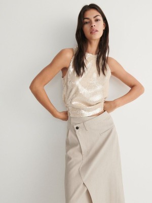 Reserved Asymmetric Detail Röcke Damen Beige | ULQMVD-062