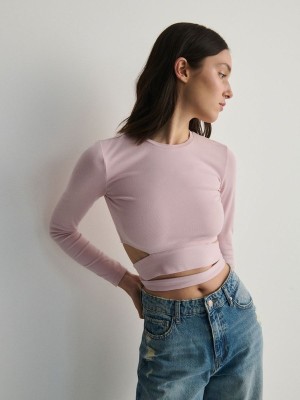 Reserved Blouse Tied At The Taille Hemd Damen Rosa | ZUXMBN-304