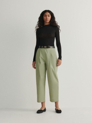 Reserved Chino With Hosen Damen Grün | QDHTUB-304