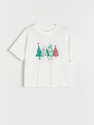 Reserved Christmas T-print T-shirts Mädchen Weiß | BHDJAT-802