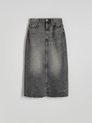 Reserved Denim Midi Röcke Damen Grau | KXLCJH-769