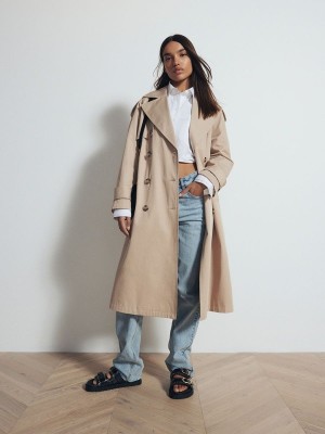 Reserved Double-breasted Trench Mäntel Damen Beige | YZNASO-485