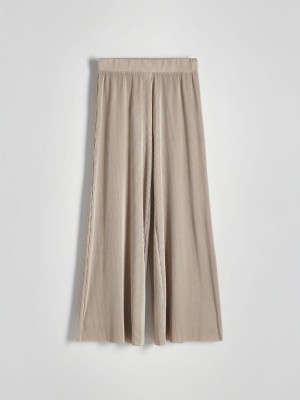 Reserved Falten Weite Leg Hosen Damen Beige | BRNTUG-285