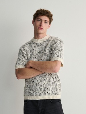 Reserved Jumper In Textured Knit Pullover Herren Weiß | ASXBFW-513