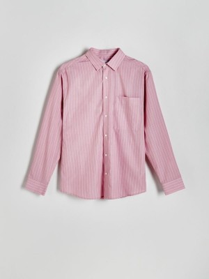 Reserved Kompfort Fit Stripe Hemd Damen Rosa | PYKJWQ-670