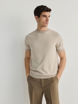 Reserved Kurzes Sleeve Pullover Herren Beige | JBSIGW-124