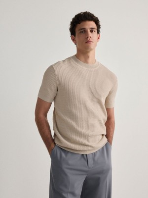 Reserved Kurzes Sleeve Pullover Herren Beige | ABVMSQ-280