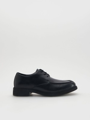 Reserved Leder Derby Schuhe Herren Schwarz | ZFCLDH-504