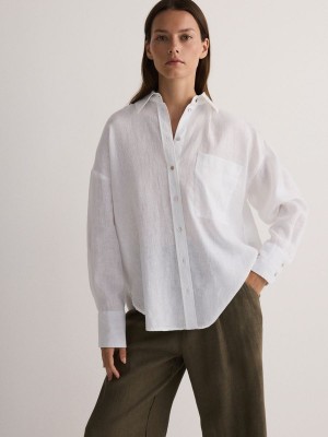 Reserved Linen Hemd Damen Weiß | ZIROWQ-396