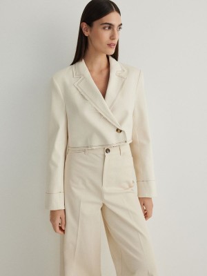 Reserved Metallic Blazer Damen Weiß | KUJPVT-805