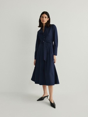 Reserved Midi Kleid Damen Navy | KCJODH-536