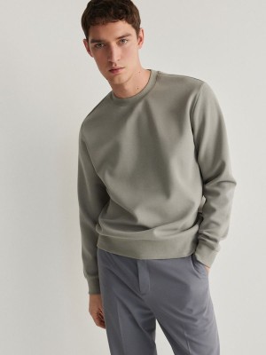 Reserved Plain Baumwoll Rich Sweatshirts Herren Grün | RYCNJX-921