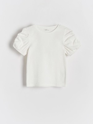 Reserved Puff Sleeve T-shirts Mädchen Weiß | QAWLJZ-043