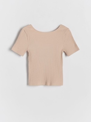 Reserved Rib Knit T-shirts Mädchen Beige | KTNECA-147