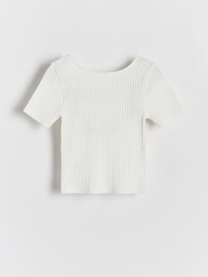 Reserved Rib Knit T-shirts Mädchen Weiß | RIGLZT-587