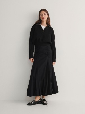 Reserved Ruched Röcke Damen Schwarz | RZOBXD-570