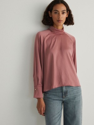 Reserved Satin Top Hemd Damen Rosa | WFKUVQ-437