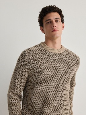 Reserved Structural Pullover Herren Beige | WZUVAE-213