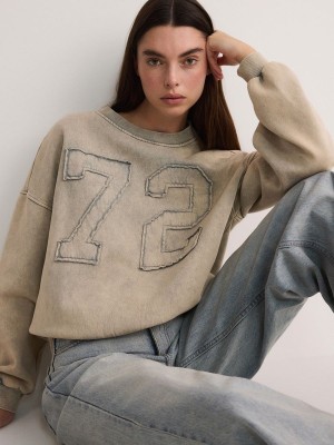 Reserved Sweatwash Effect Sweatshirts Damen Beige | VYKIQS-706