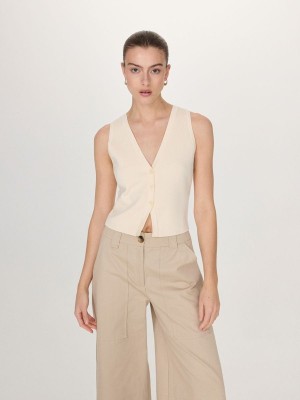 Reserved Viscose Rich Weste Damen Beige | MTKYNR-041