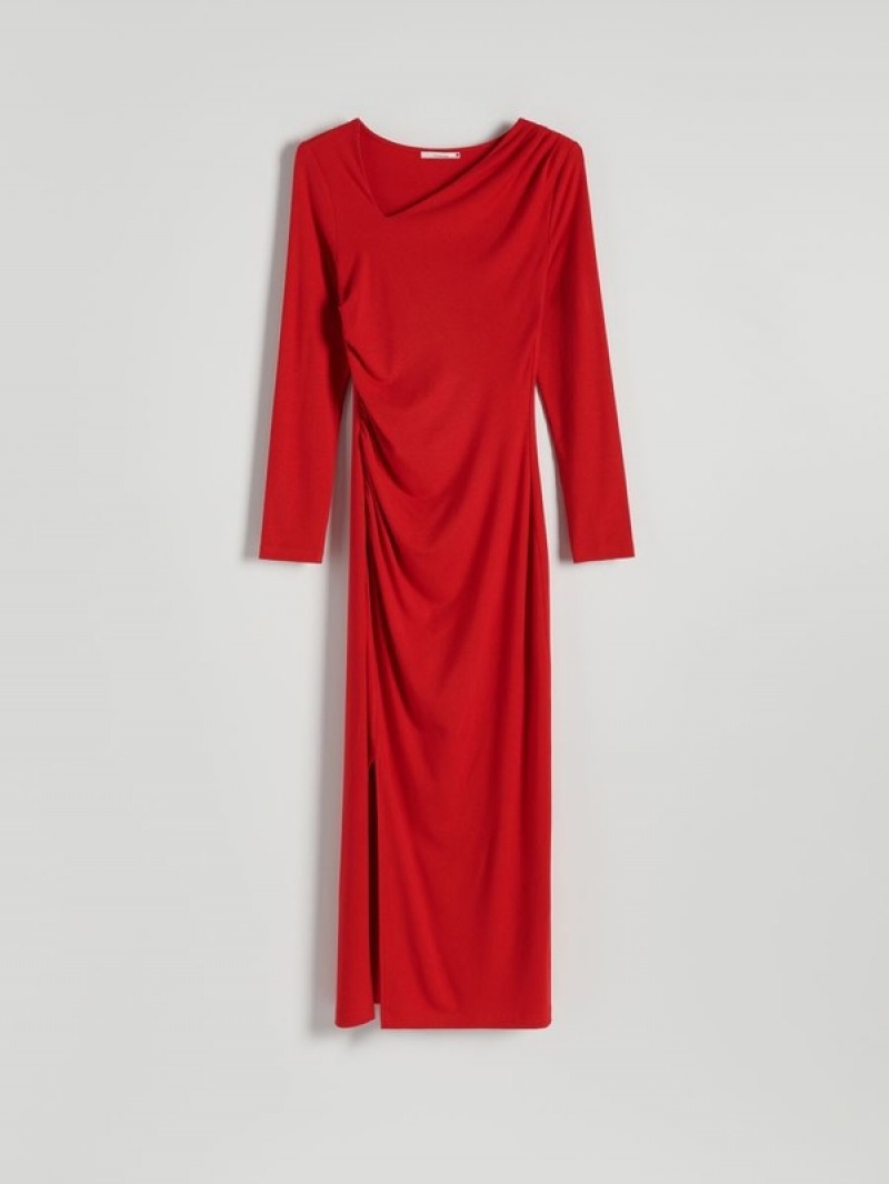 Reserved Asymmetric Neckline Kleid Damen Rot | RWJGXT-428