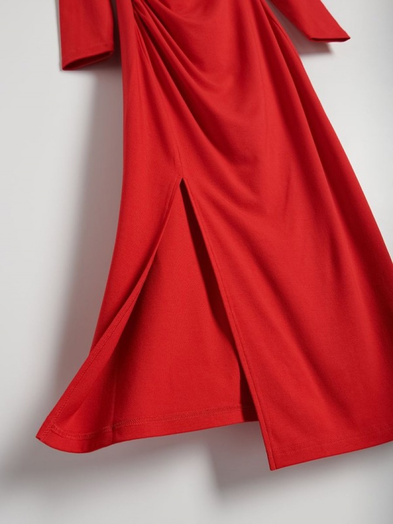 Reserved Asymmetric Neckline Kleid Damen Rot | RWJGXT-428