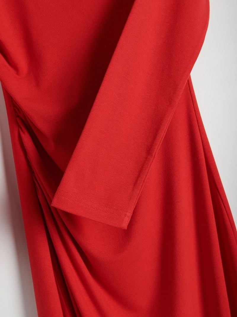 Reserved Asymmetric Neckline Kleid Damen Rot | RWJGXT-428