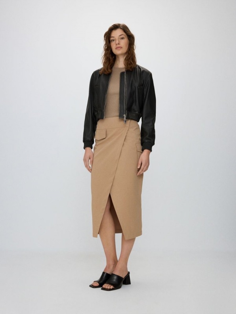 Reserved Asymmetrical Front Detail Röcke Damen Beige | RPXOCK-847