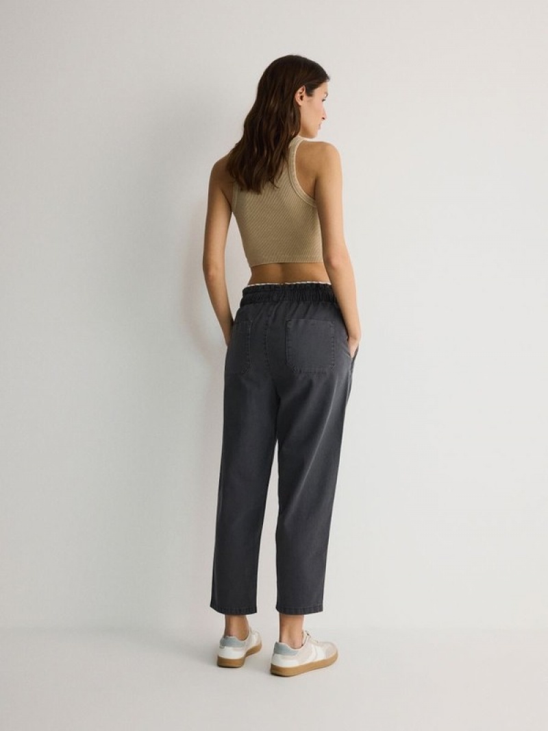 Reserved Baumwoll Joggers Hosen Damen Dunkelgrau | XSHQYZ-034