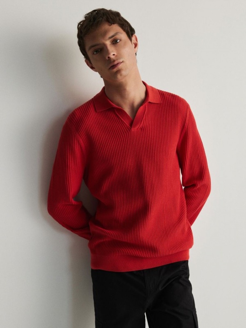 Reserved Baumwoll Long Sleeve Pullover Herren Rot | UDOZFG-486