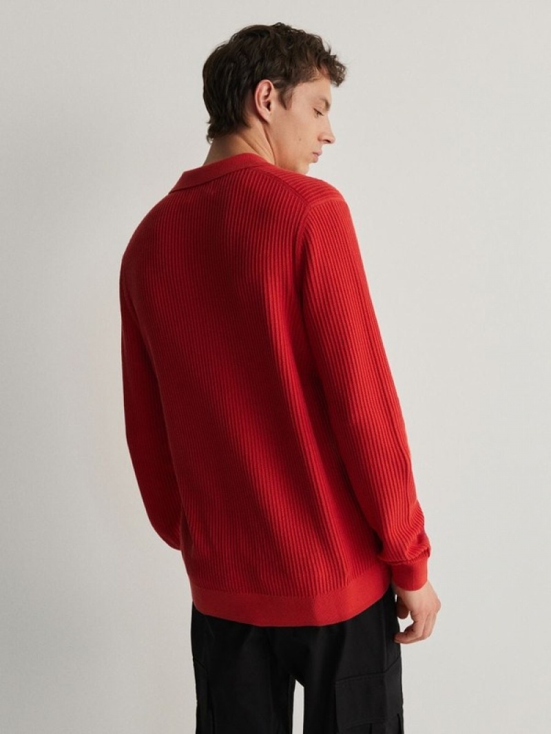 Reserved Baumwoll Long Sleeve Pullover Herren Rot | UDOZFG-486