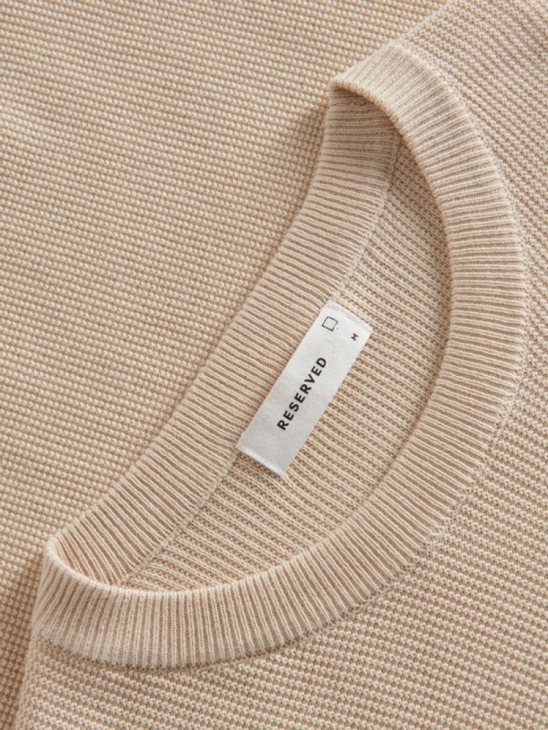 Reserved Baumwoll Pullover Herren Beige | CXNEAO-487