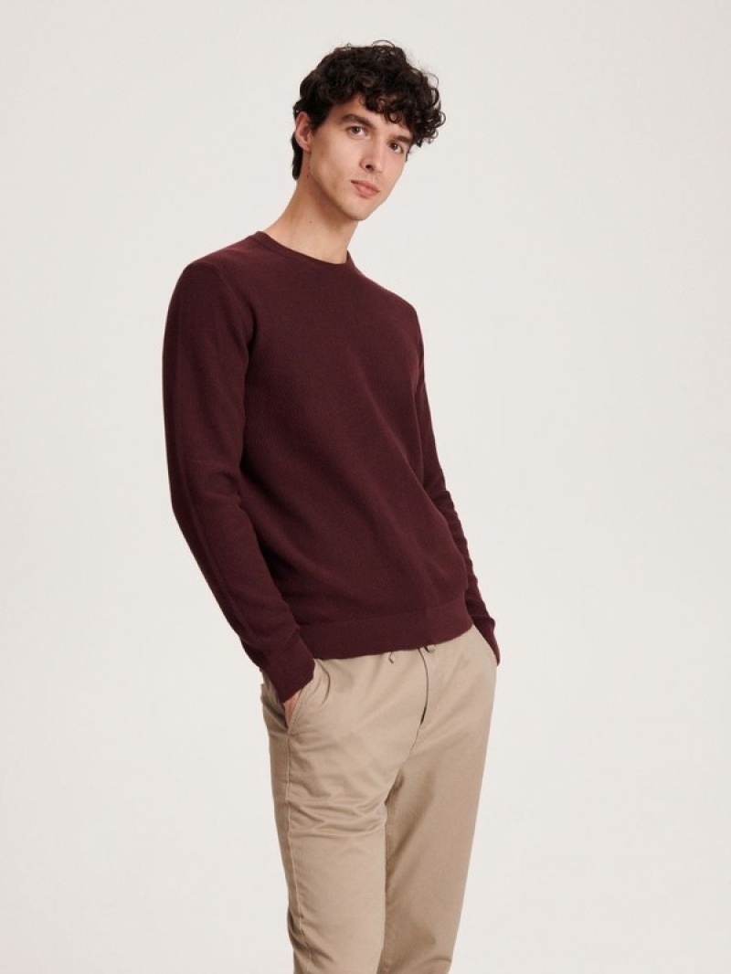 Reserved Baumwoll Pullover Herren Bordeaux | CVXSFK-236