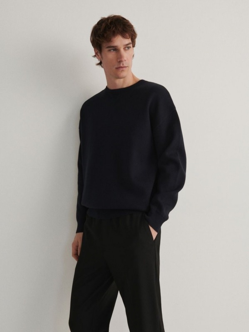 Reserved Baumwoll Pullover Herren Navy | IHVWGO-650