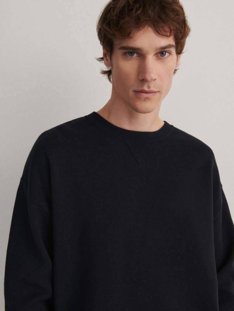 Reserved Baumwoll Pullover Herren Navy | IHVWGO-650