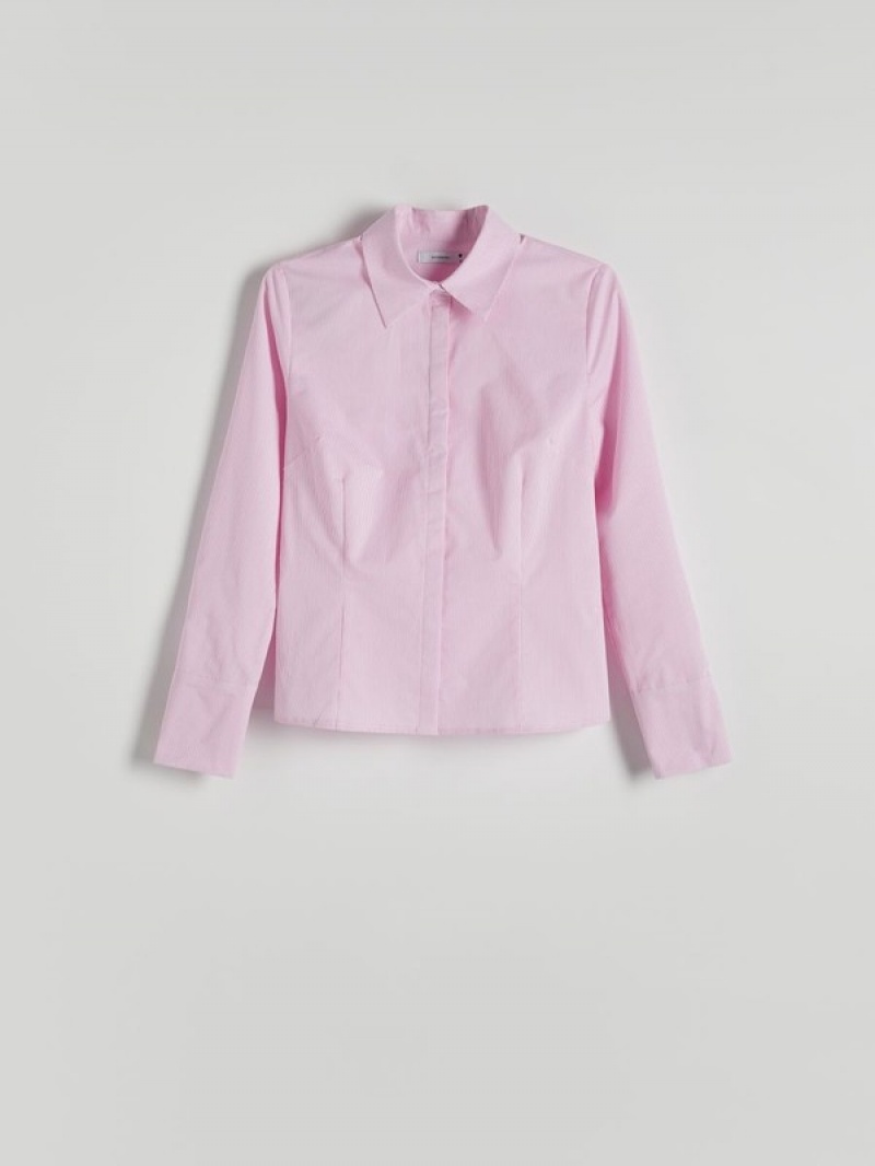 Reserved Baumwoll Rich Hemd Damen Rosa | VFEALK-215