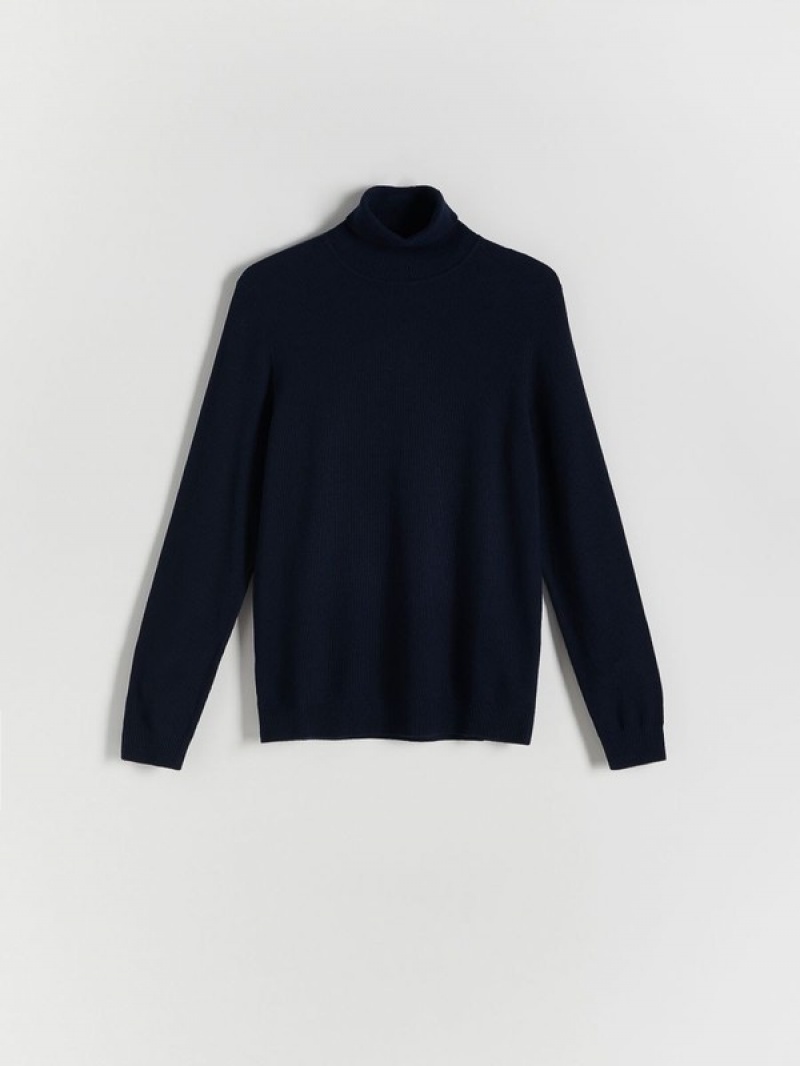 Reserved Baumwoll Rich Turtleneck Pullover Herren Navy | AMIWVR-916