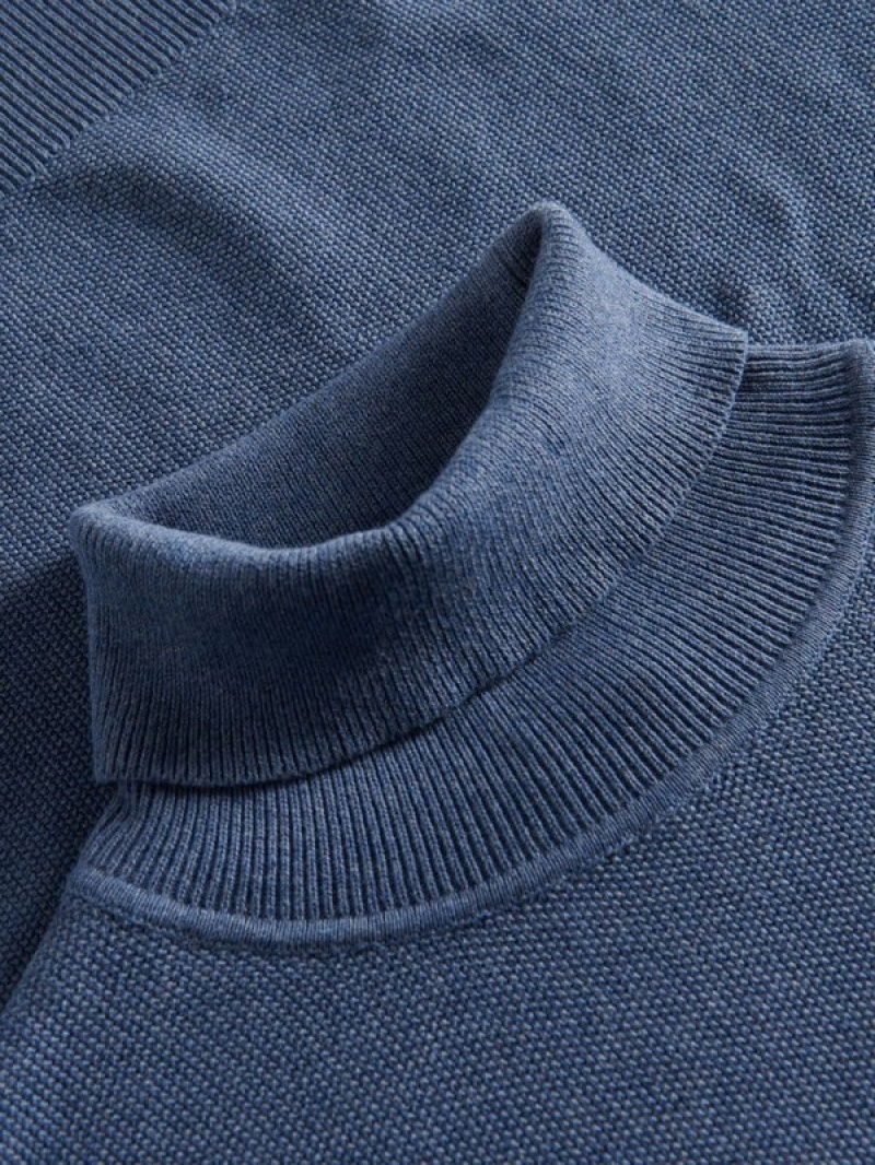 Reserved Baumwoll Rich Turtleneck Pullover Herren Blau | ZVUCNL-609