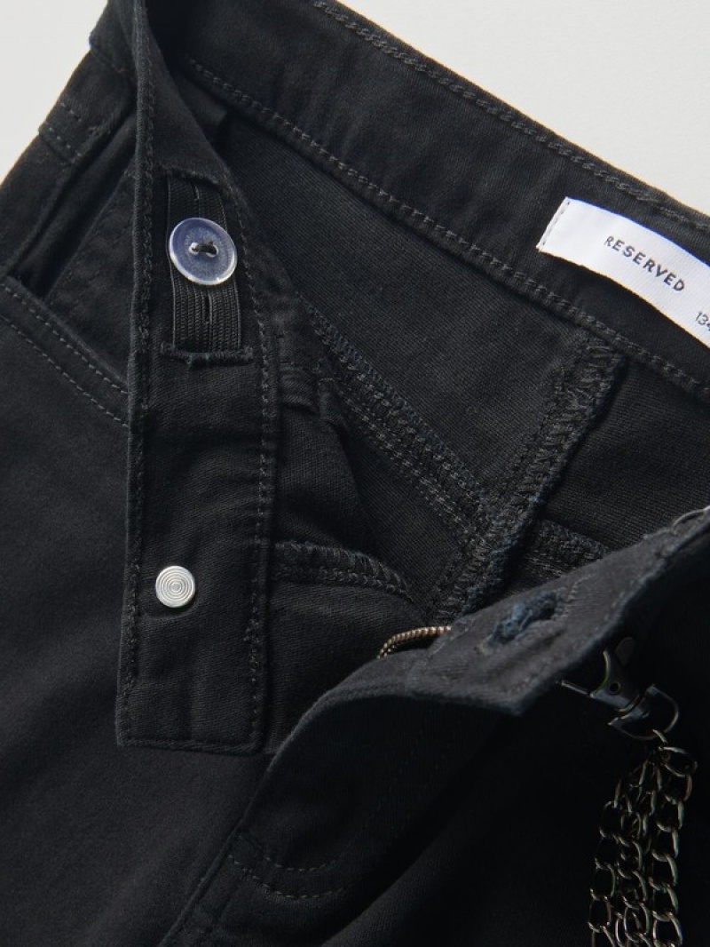 Reserved Baumwoll Richchain Detail Hosen Mädchen Schwarz | GYOVJT-518