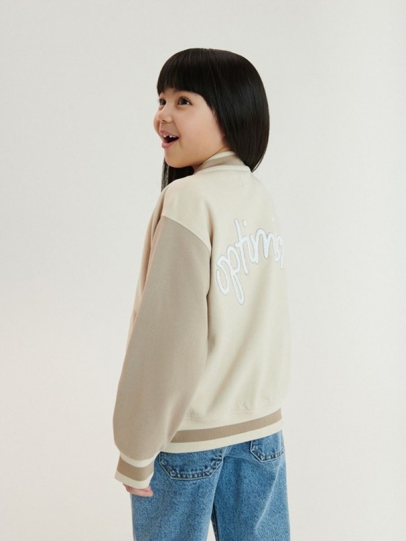 Reserved Bomber Sweatshirts Mädchen Beige | WOGQBD-037