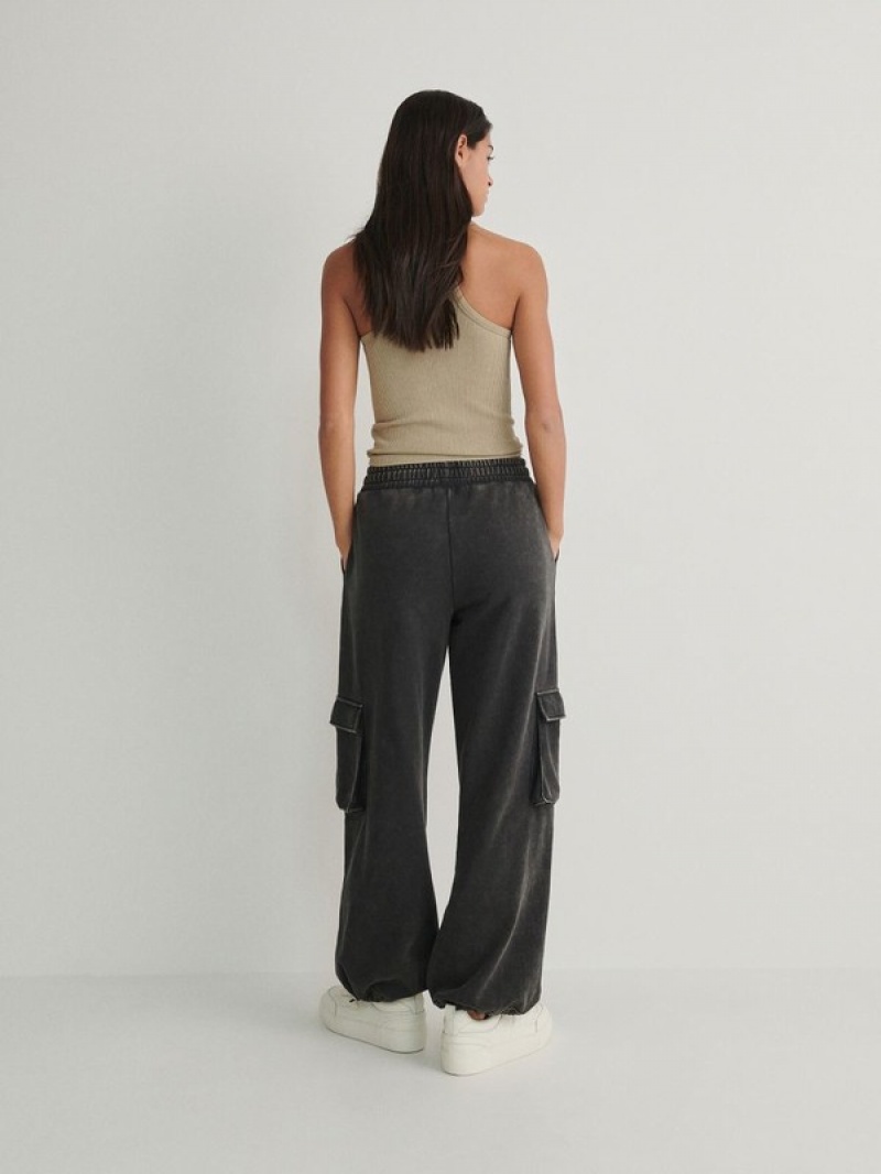 Reserved Cargo Hosen Damen Dunkelgrau | EQFYTW-021