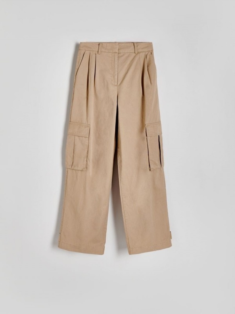 Reserved Cargo Pockets Hosen Damen Beige | YMIXGL-501