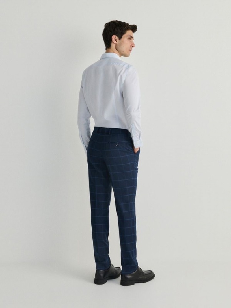 Reserved Check Slim Anzüge Herren Navy | QJKUXI-546