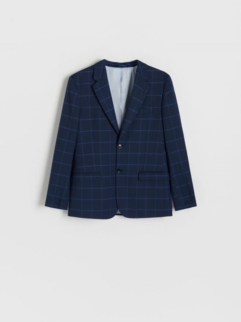 Reserved Check Slim Fit Anzüge Herren Navy | NHBTOU-375