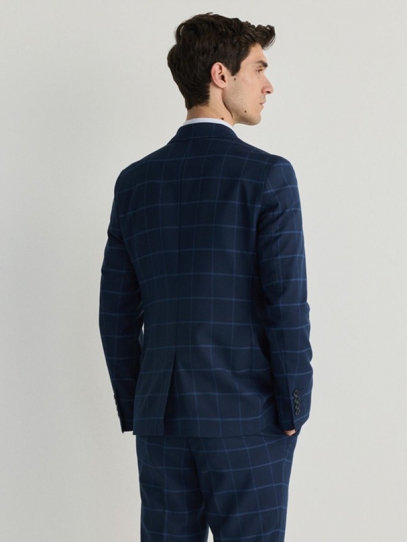 Reserved Check Slim Fit Anzüge Herren Navy | NHBTOU-375