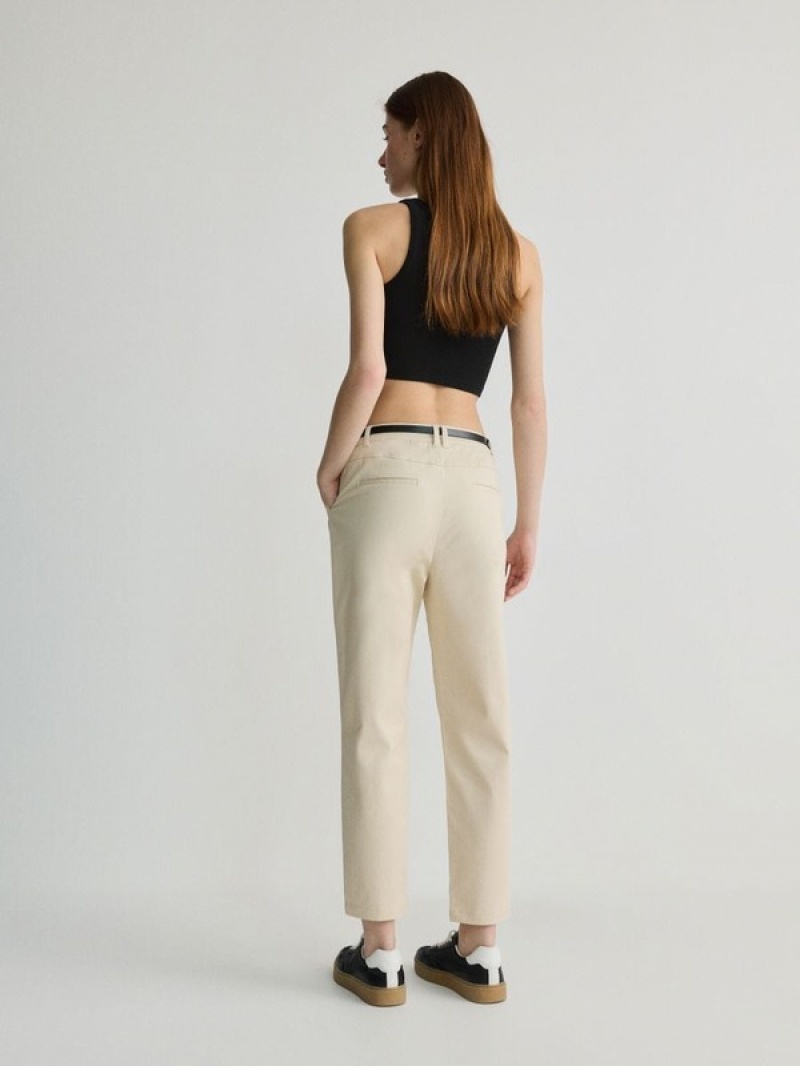 Reserved Chino With Hosen Damen Beige | EYJBCT-310