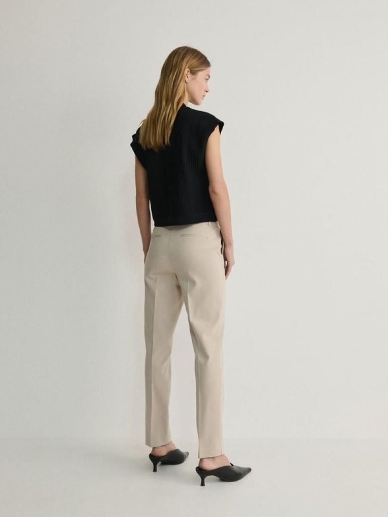 Reserved Cigarettepressed Crease Hosen Damen Beige | WBICNH-854