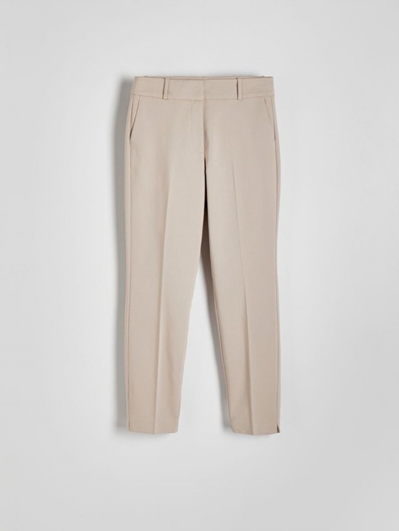 Reserved Cigarettepressed Crease Hosen Damen Beige | WBICNH-854