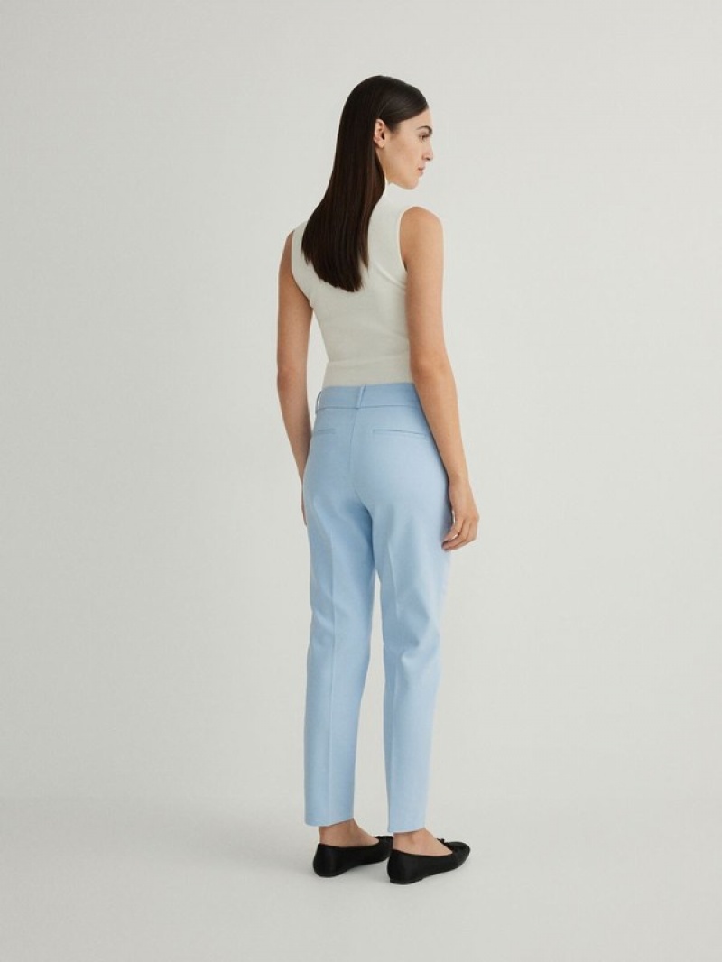 Reserved Cigarettepressed Crease Hosen Damen Hellblau | GYVBIS-290