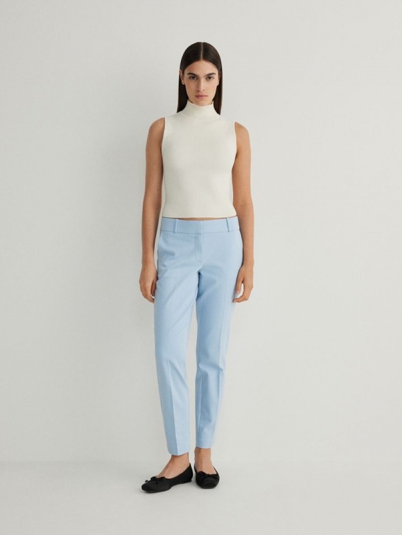 Reserved Cigarettepressed Crease Hosen Damen Hellblau | GYVBIS-290